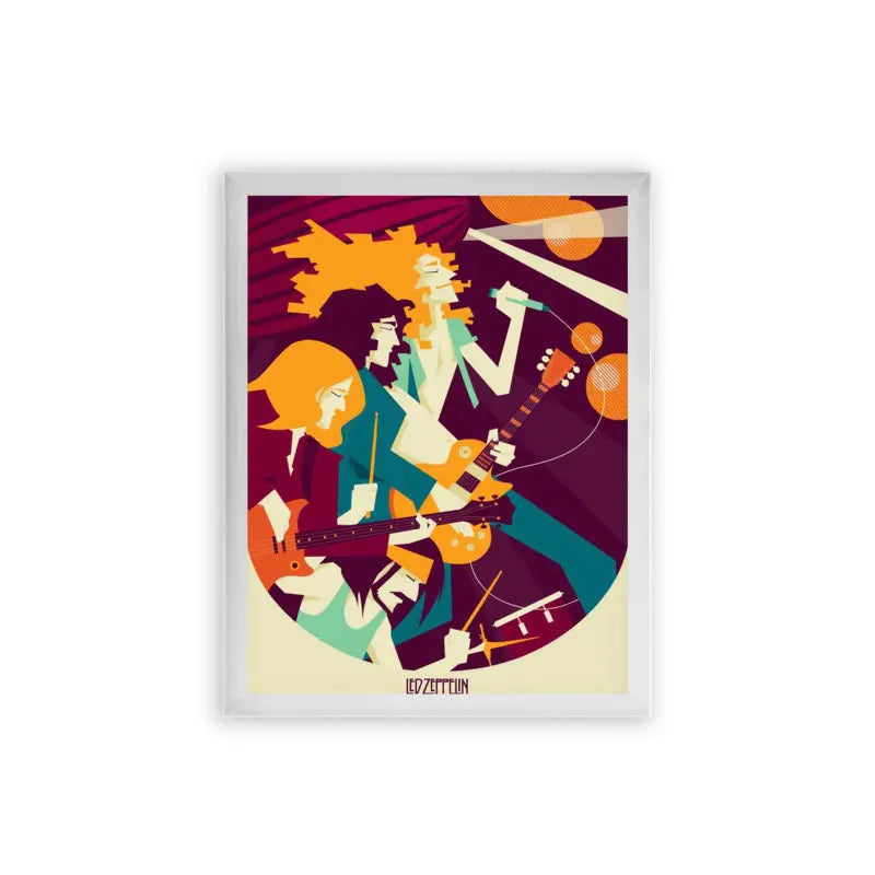 Led Zeppelin 'In Motion' Framed Poster White Premium Wood