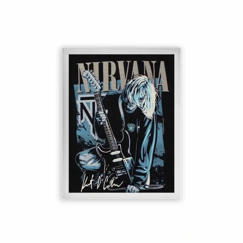 Nirvana 'Kurt Cobain' Framed Poster White Premium Wood