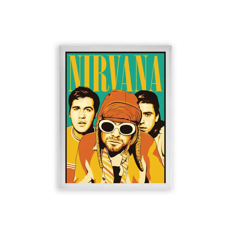 Nirvana 'Retro Style' Framed Poster White Premium Wood