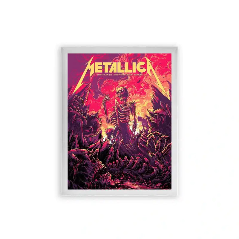 Metallica 'Skeletal Crew' Framed Poster White Premium Wood