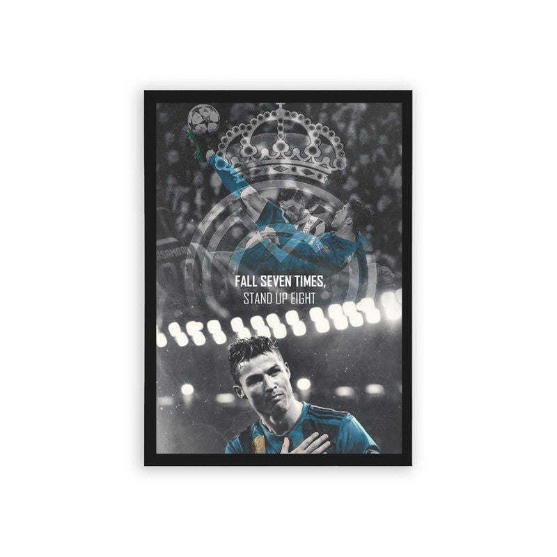 Cristiano Ronaldo 'Fall Seven Times' Framed Poster Black Hard Fiber