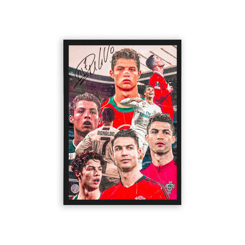 Cristiano Ronaldo 'History of Greatness' Framed Poster Black Hard Fiber