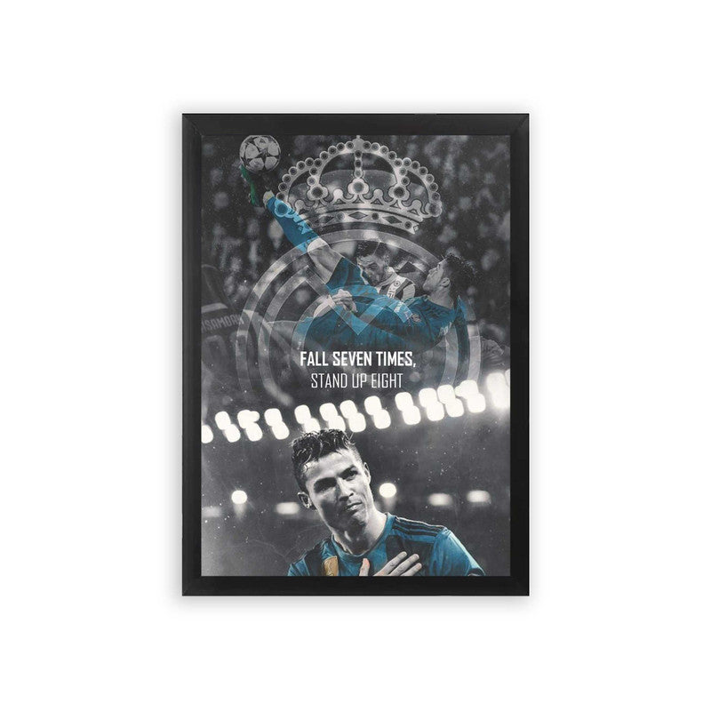 Cristiano Ronaldo 'Fall Seven Times' Framed Poster Black Premium Wood