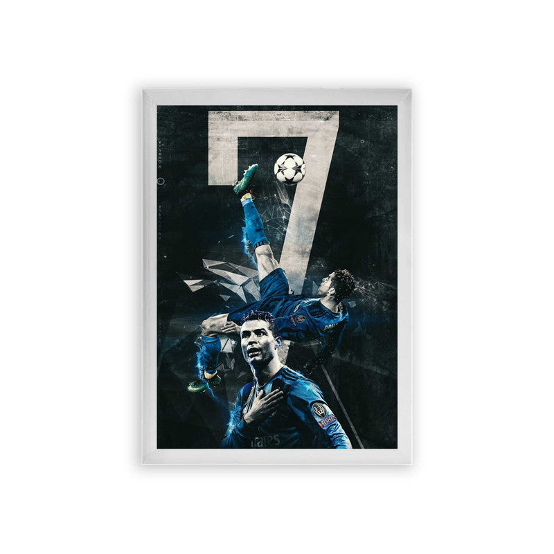 Cristiano Ronaldo 'Bicycle Shot' Framed Poster White Premium Wood