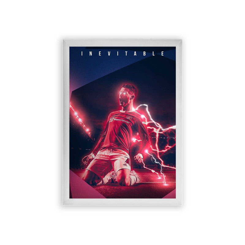 Cristiano Ronaldo 'Spirit of Lightning' Framed Poster White Premium Wood