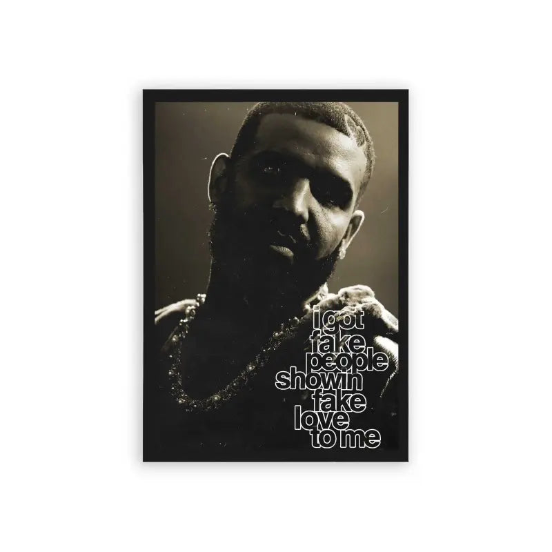 Drake 'Fake People' Framed Poster Black Hard Fiber