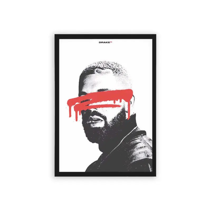 Drake 'Halftone' Framed Poster Black Hard Fiber