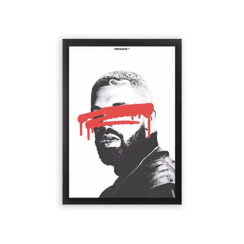 Drake 'Halftone' Framed Poster Black Premium Wood