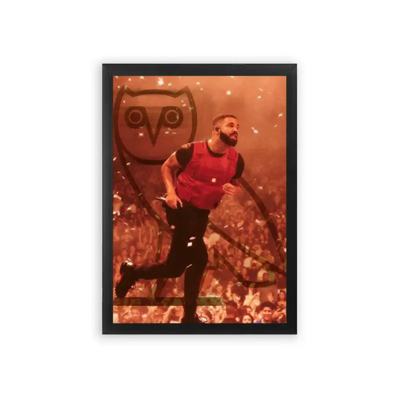 Drake 'OVO' Framed Poster Black Premium Wood