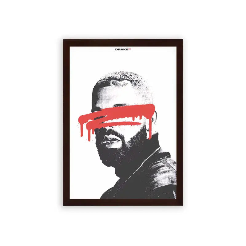 Drake 'Halftone' Framed Poster Brown Premium Wood