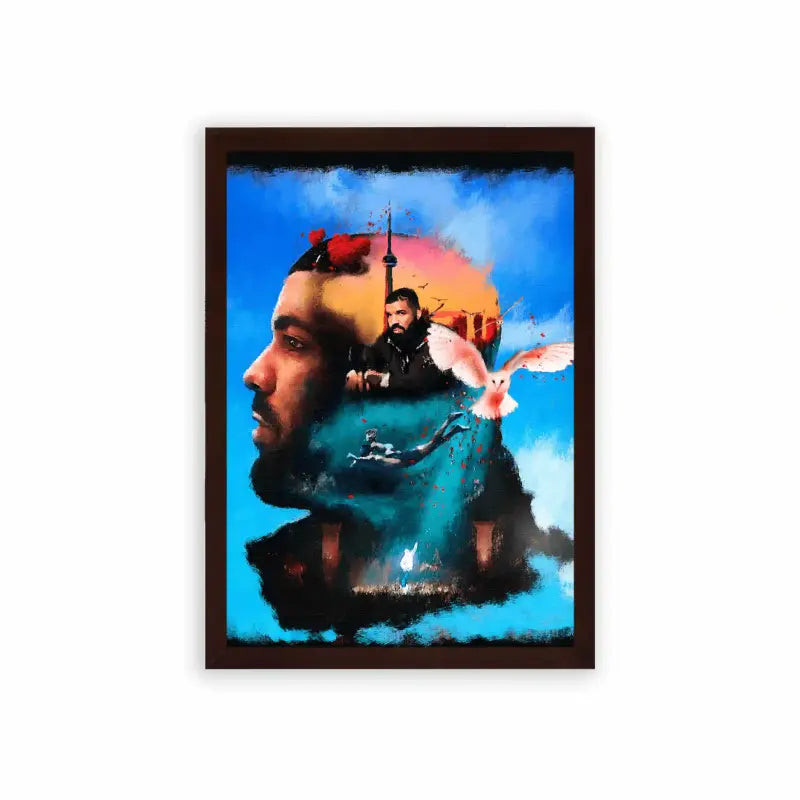 Drake 'The Essence of Drake' Framed Poster Brown Premium Wood