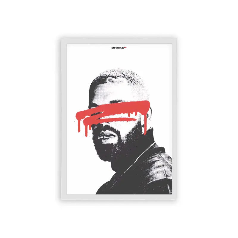 Drake 'Halftone' Framed Poster White Hard Fiber