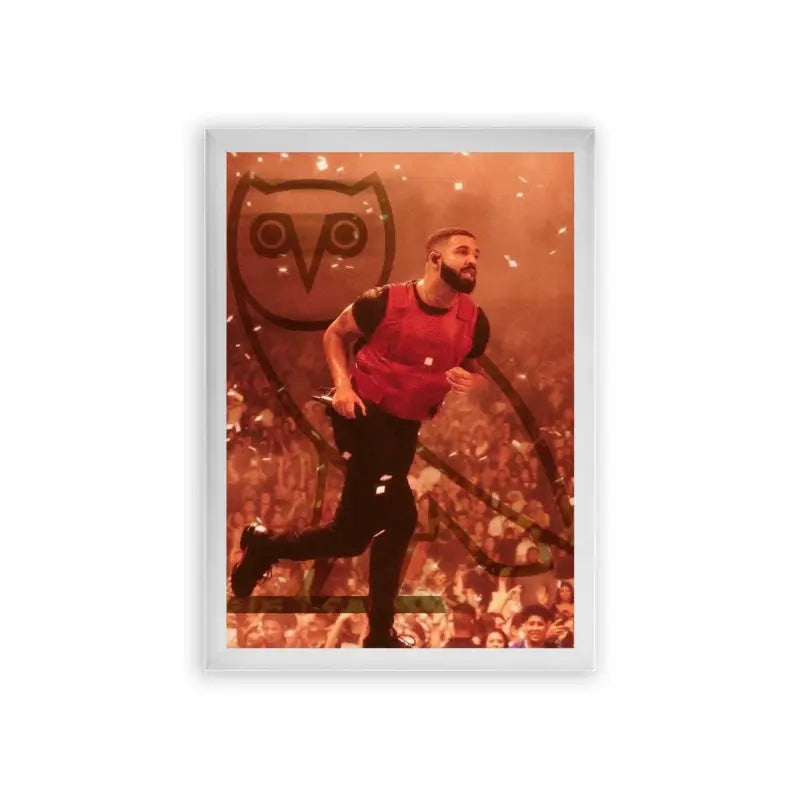 Drake 'OVO' Framed Poster White Premium Wood