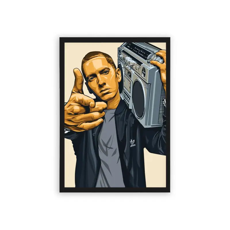 Eminem 'Boombox' Framed Poster Black Hard Fiber