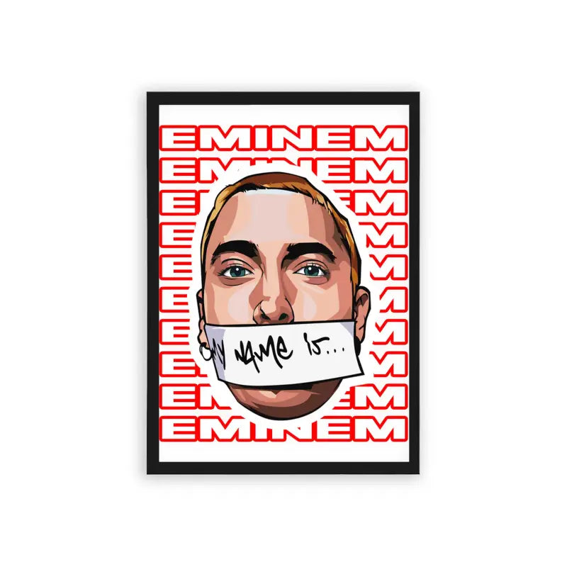 Eminem 'My Name Is' Framed Poster Black Hard Fiber