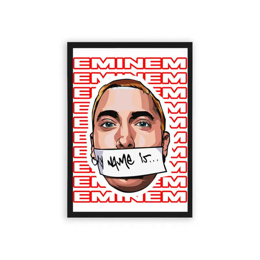 Eminem 'My Name Is' Framed Poster Black Hard Fiber