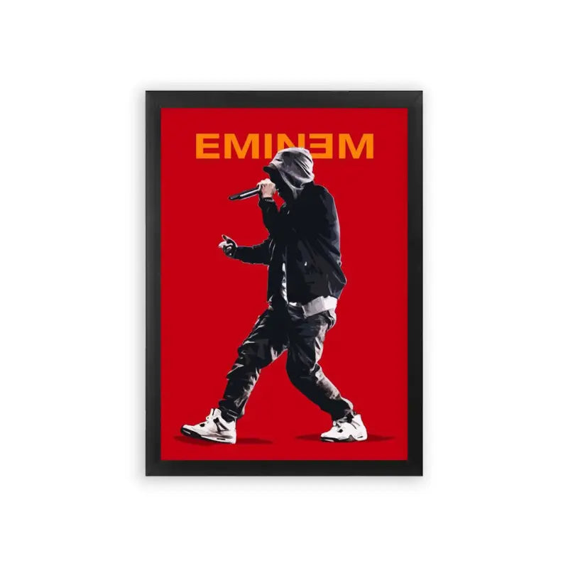 Eminem 'Live in Red' Framed Poster Black Premium Wood