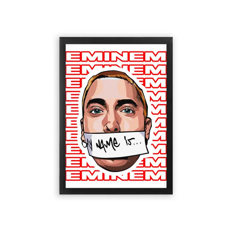 Eminem 'My Name Is' Framed Poster Black Premium Wood