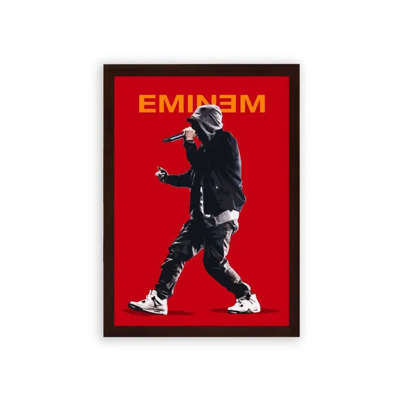 Eminem 'Live in Red' Framed Poster Brown Premium Wood