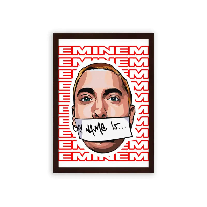 Eminem 'My Name Is' Framed Poster Brown Premium Wood