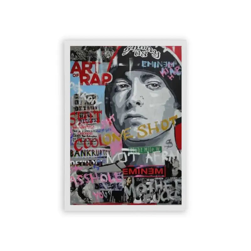 Eminem 'Graffiti' Framed Poster White Hard Fiber