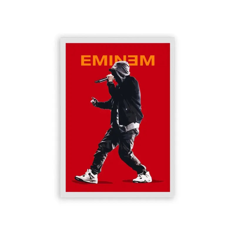 Eminem 'Live in Red' Framed Poster White Hard Fiber