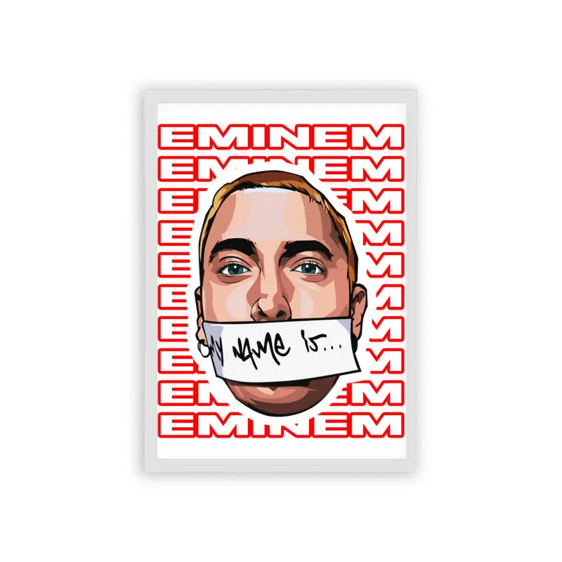 Eminem 'My Name Is' Framed Poster White Hard Fiber