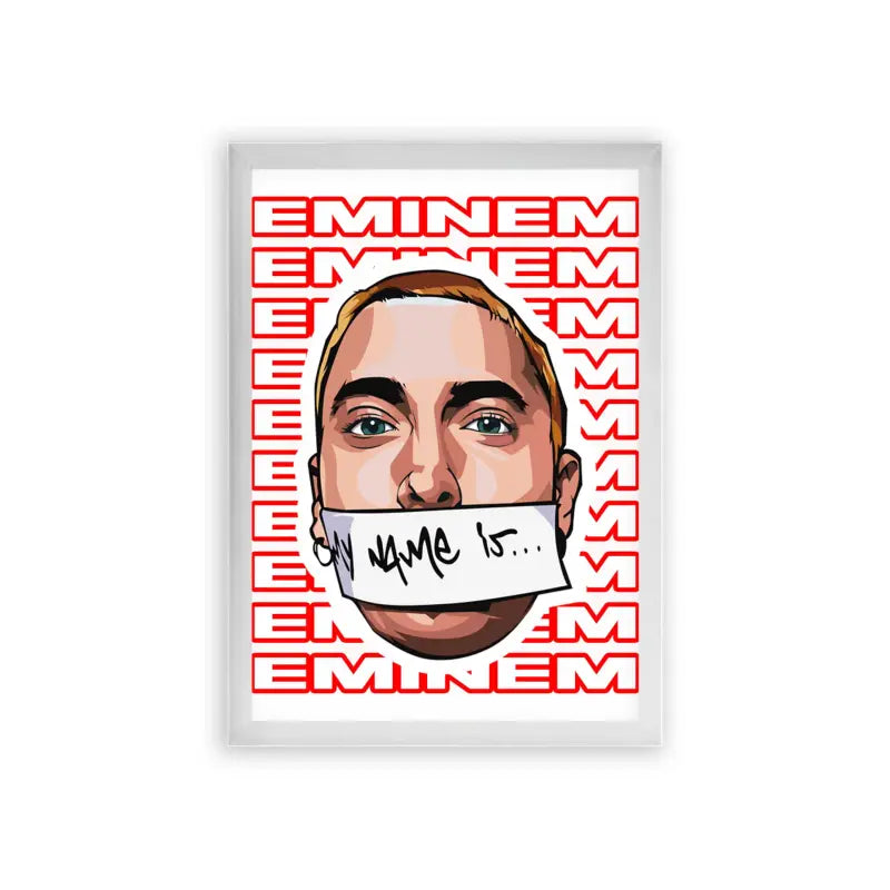 Eminem 'My Name Is' Framed Poster White Premium Wood