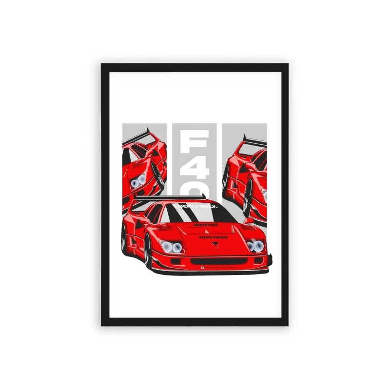 Ferrari F40 'Beyond Speed' Framed Poster Black Hard Fiber