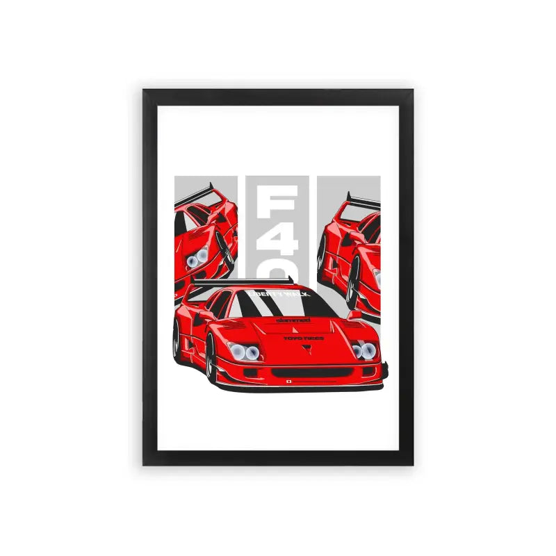 Ferrari F40 'Beyond Speed' Framed Poster Black Premium Wood