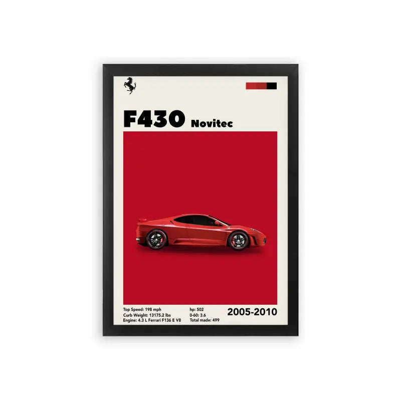 Ferrari F430 'Ferrari's Finest' Framed Poster Black Premium Wood