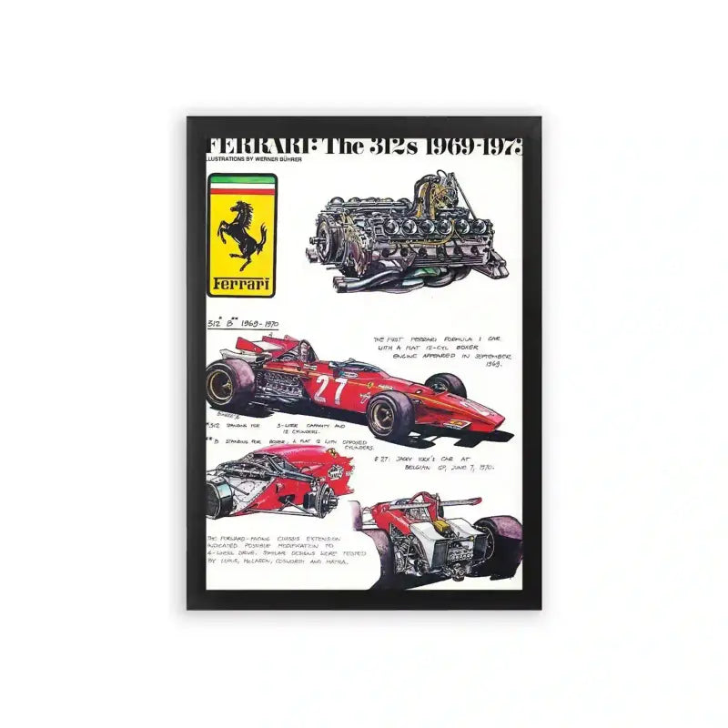 Ferrari 'Racing Icon' Framed Poster Black Premium Wood