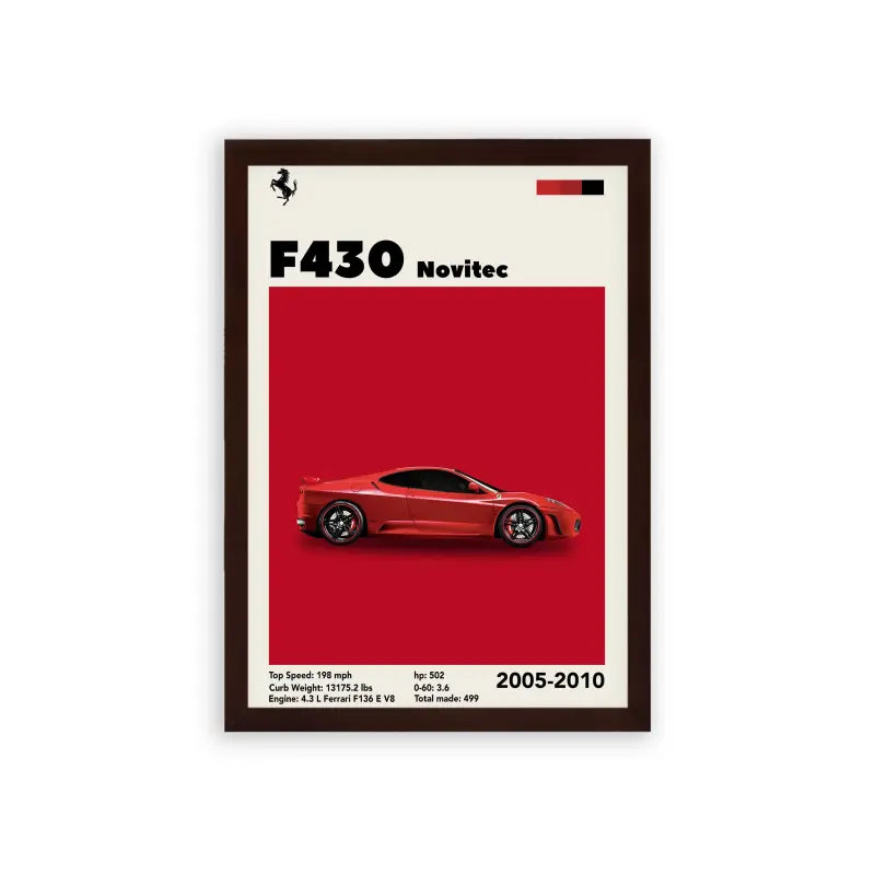 Ferrari F430 'Ferrari's Finest' Framed Poster Brown Premium Wood