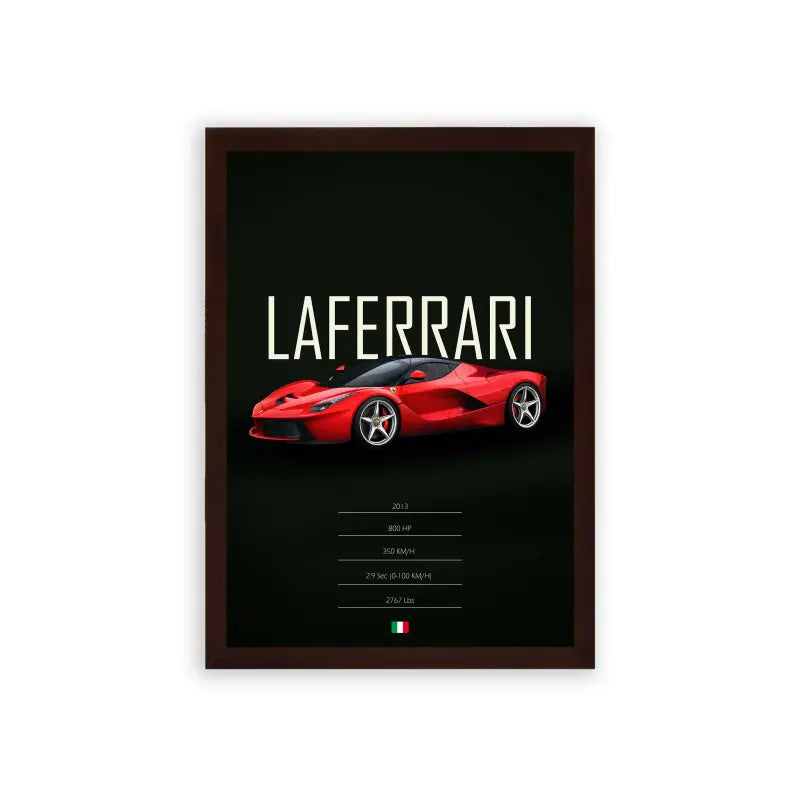 Ferrari LaFerrari 'Ferrari's Finest' Framed Poster Brown Premium Wood