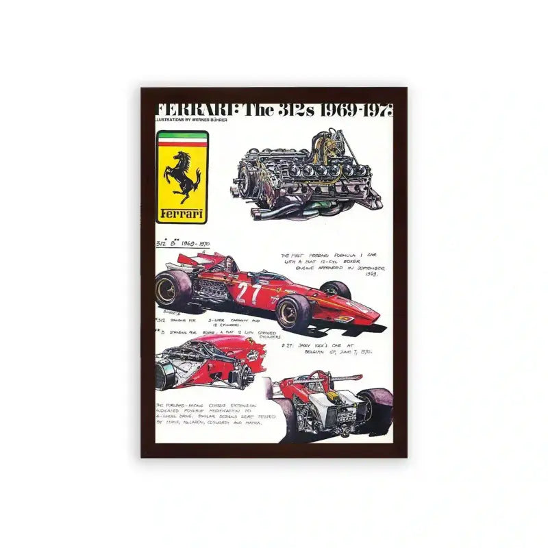 Ferrari 'Racing Icon' Framed Poster Brown Premium Wood