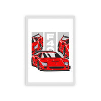 Ferrari F40 'Beyond Speed' Framed Poster White Hard Fiber
