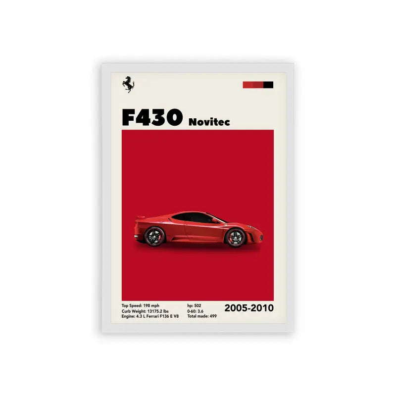 Ferrari F430 'Ferrari's Finest' Framed Poster White Hard Fiber