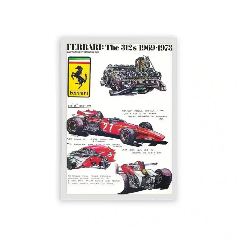 Ferrari 'Racing Icon' Framed Poster White Hard Fiber