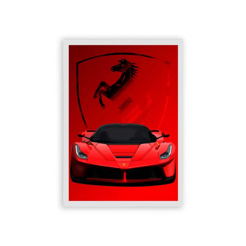 Ferrari 'Red Rush' Framed Poster White Hard Fiber