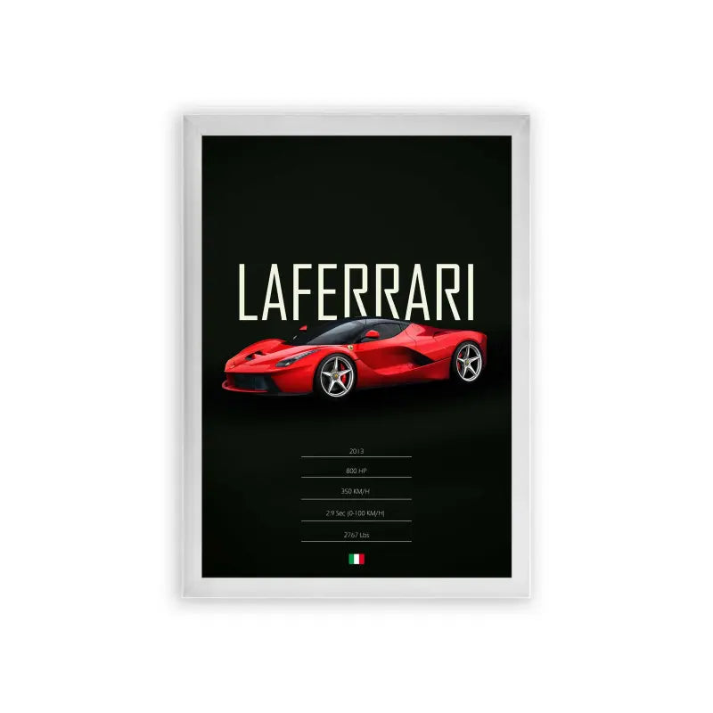 Ferrari LaFerrari 'Ferrari's Finest' Framed Poster White Premium Wood