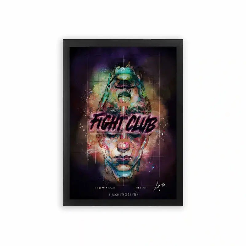 Fight Club 'Double Identity' Framed Poster Black Premium Wood