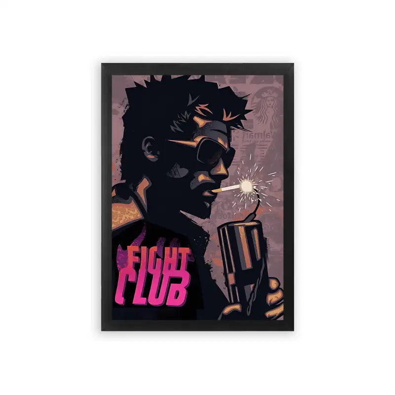 Fight Club 'Dynamite' Framed Poster Black Premium Wood