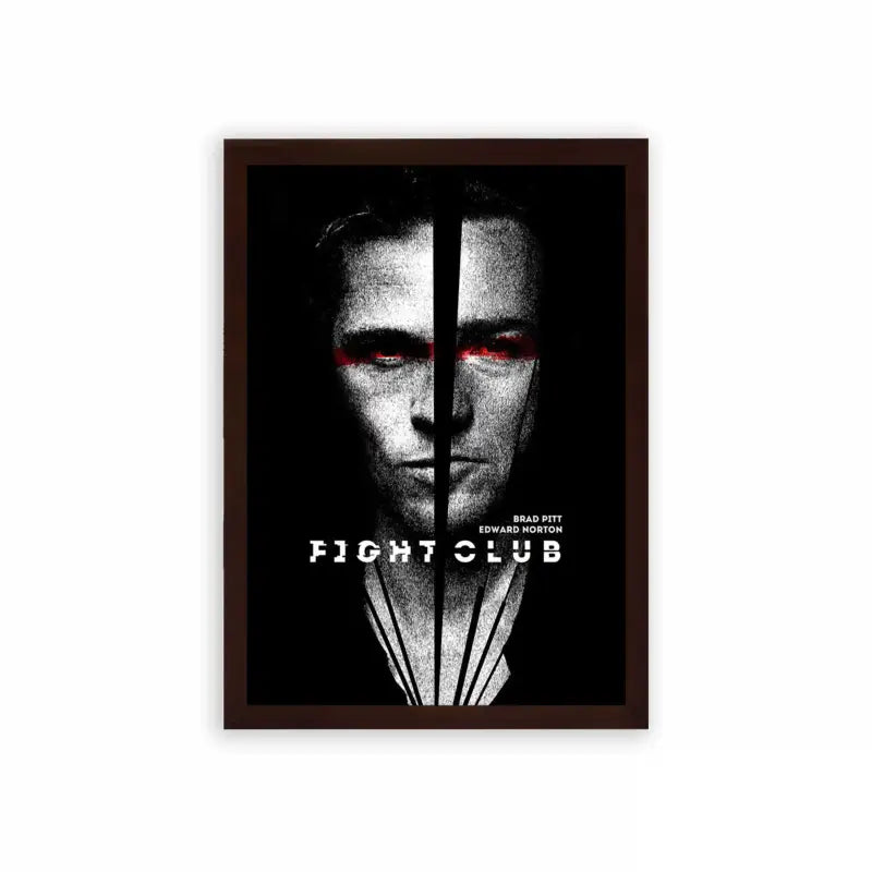 Fight Club 'Split Identity' Framed Poster Brown Premium Wood