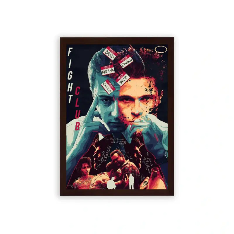 Fight Club 'The Fa√ßade' Framed Poster Brown Premium Wood