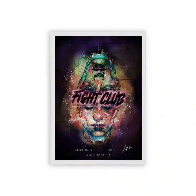 Fight Club 'Double Identity' Framed Poster White Hard Fiber