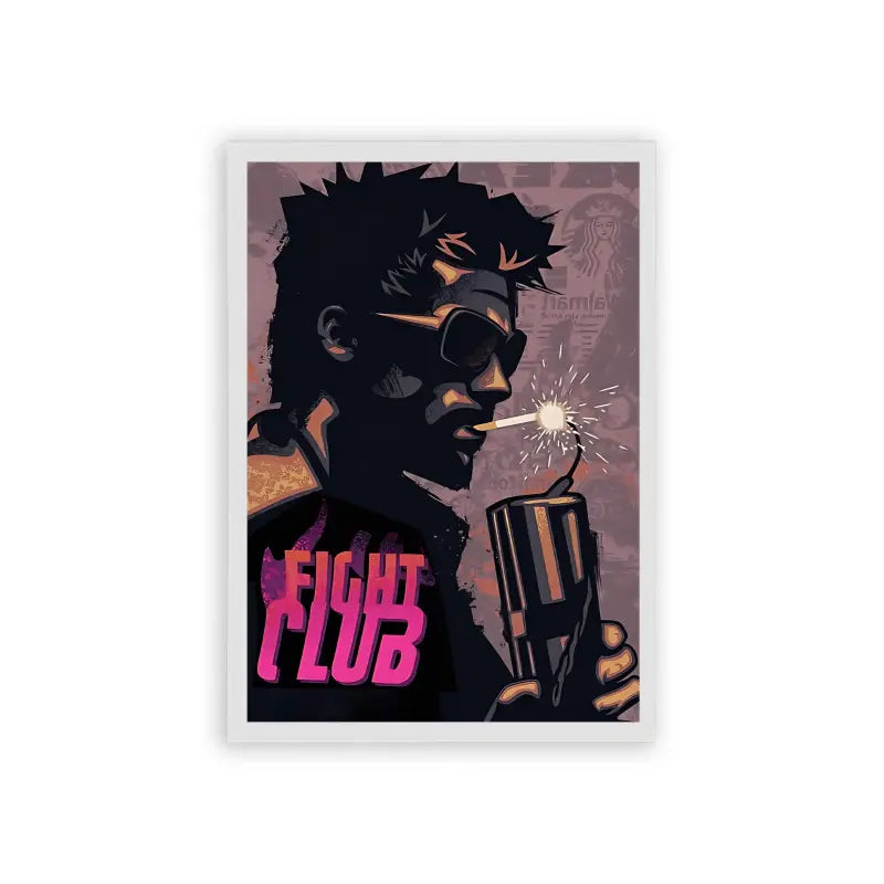 Fight Club 'Dynamite' Framed Poster White Hard Fiber