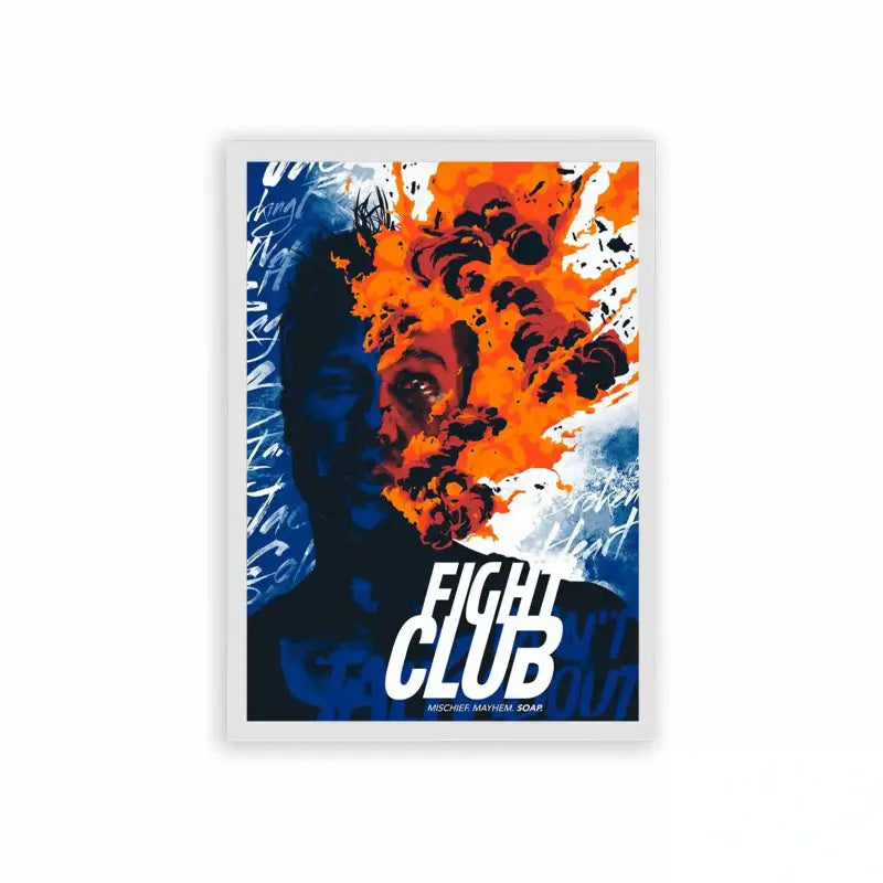 Fight Club 'Mayhem' Framed Poster White Hard Fiber