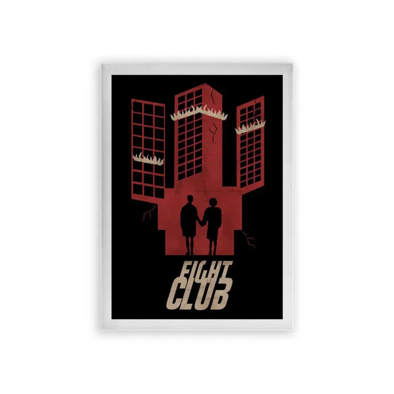 Fight Club 'Destruction' Framed Poster White Premium Wood