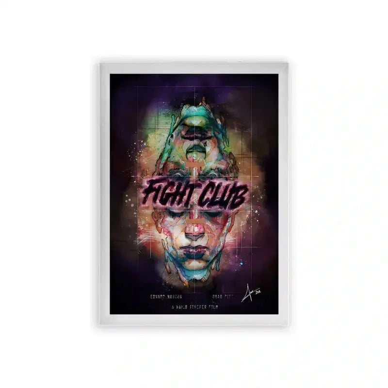 Fight Club 'Double Identity' Framed Poster White Premium Wood