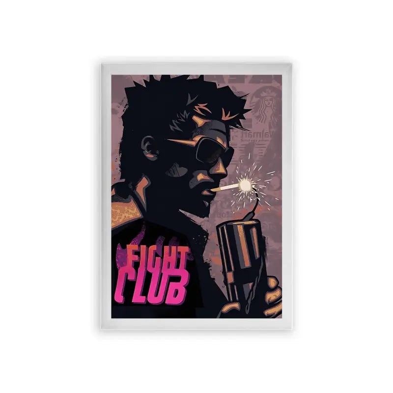 Fight Club 'Dynamite' Framed Poster White Premium Wood